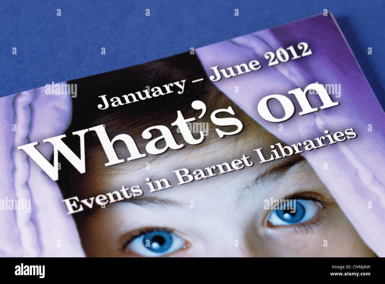 Pamphlet listing forthcoming events in the London Borough of Barnet libraries Stock Photo