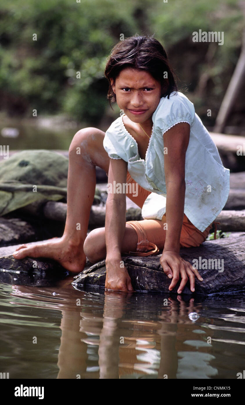 Young Girl By The Amazon River Loreto Province Peru Stock Photo Alamy