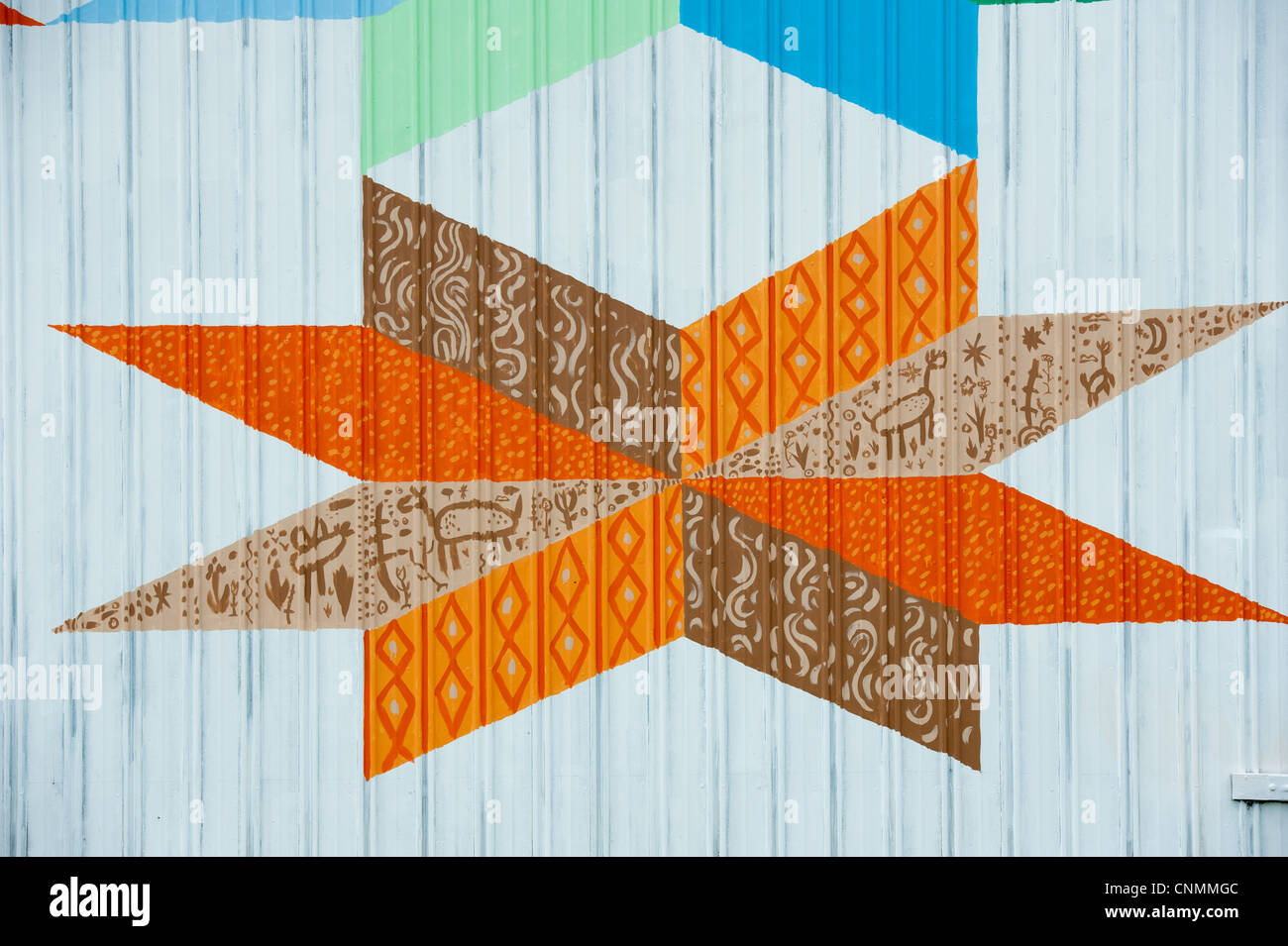 Quilted star pattern painted on the side of a barn Stock Photo