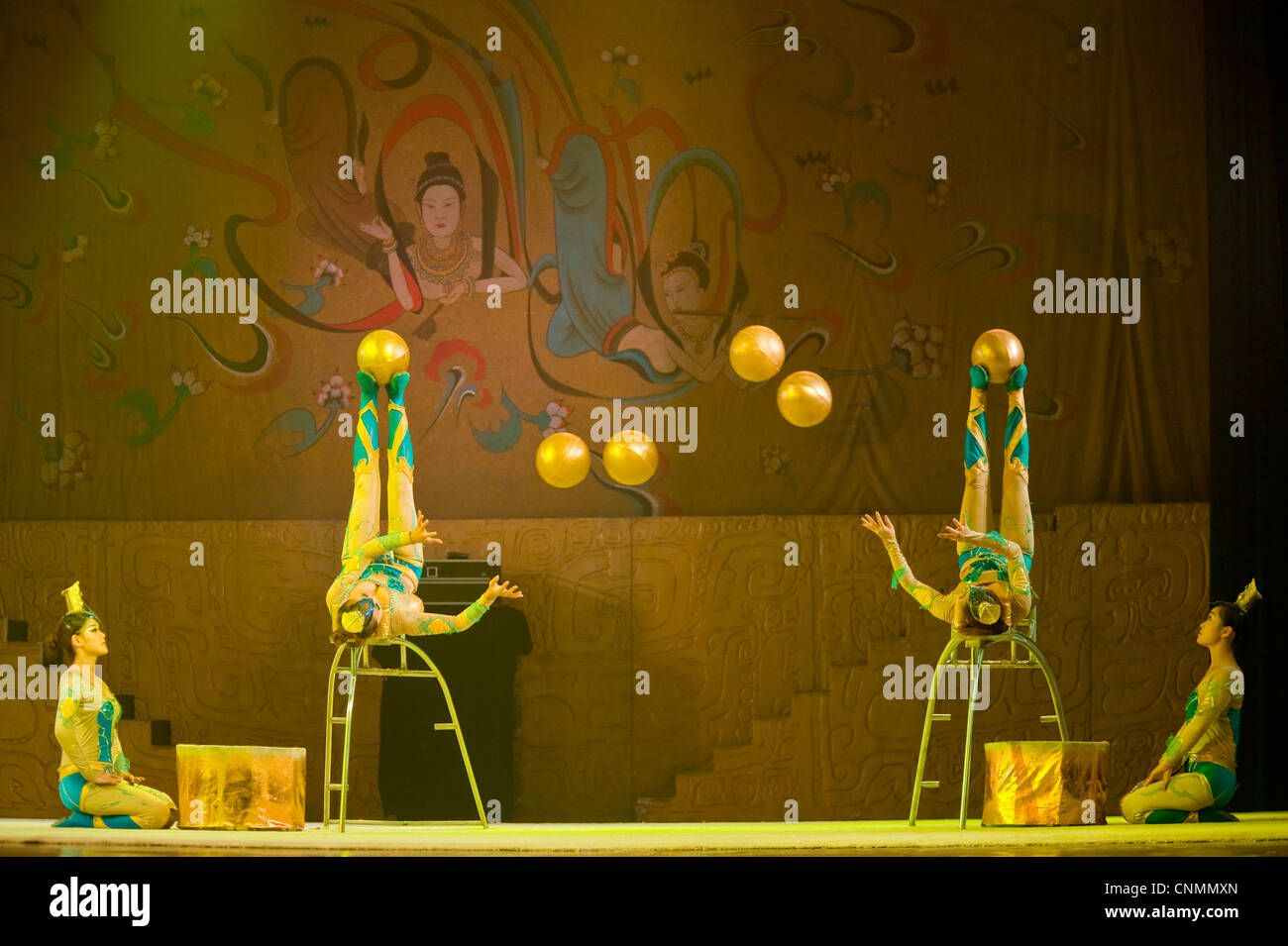 One of the acts performing at the stunning Chaoyang acrobatic theatre in Beijing. Stock Photo