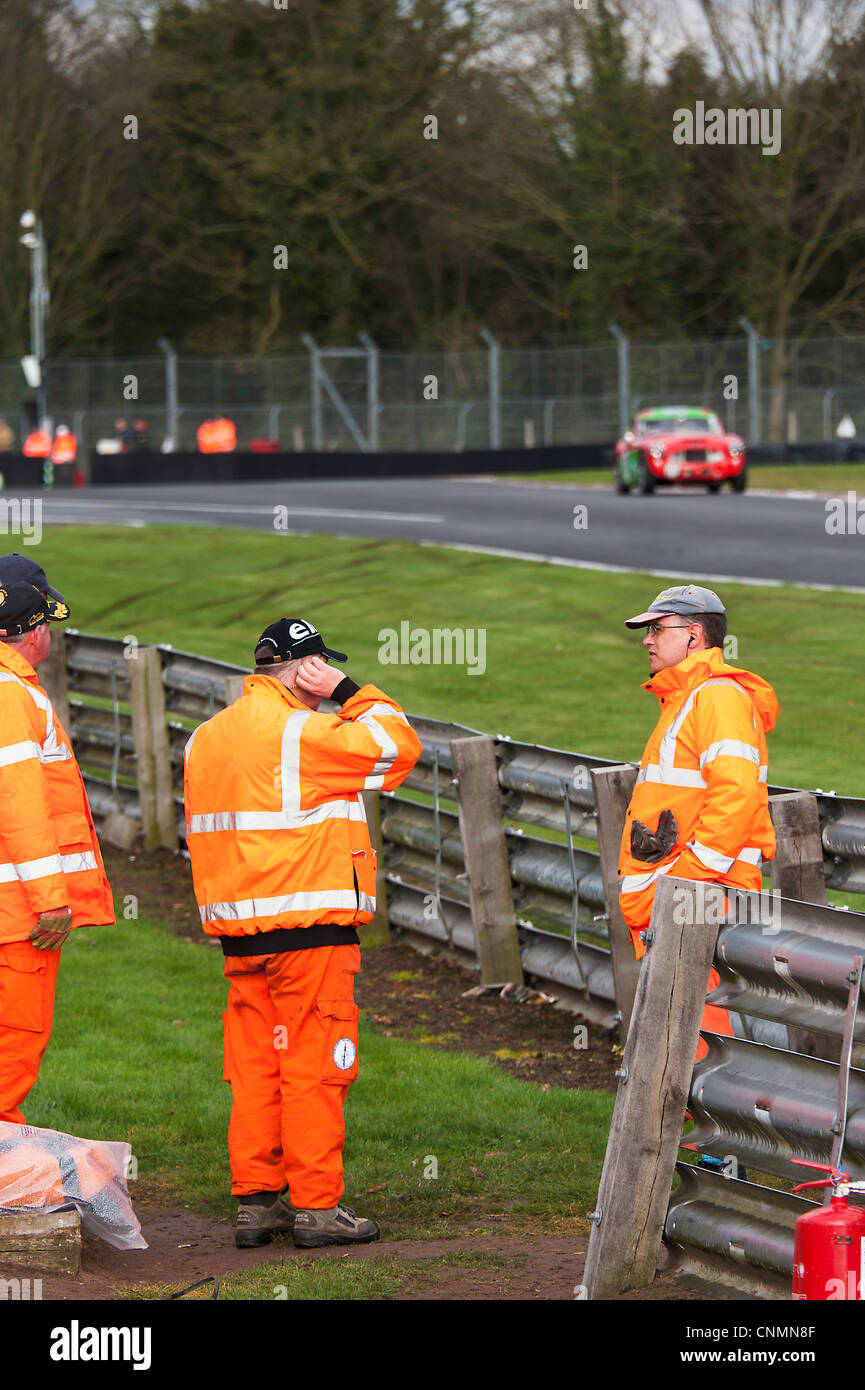 Track Marshals at Oulton Park Motor Racing Circuit Oversee Safety at an Historic Racing Car Race in Cheshire England United King Stock Photo