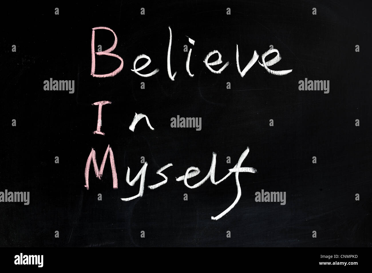 Chalk drawing - Believe in myself Stock Photo