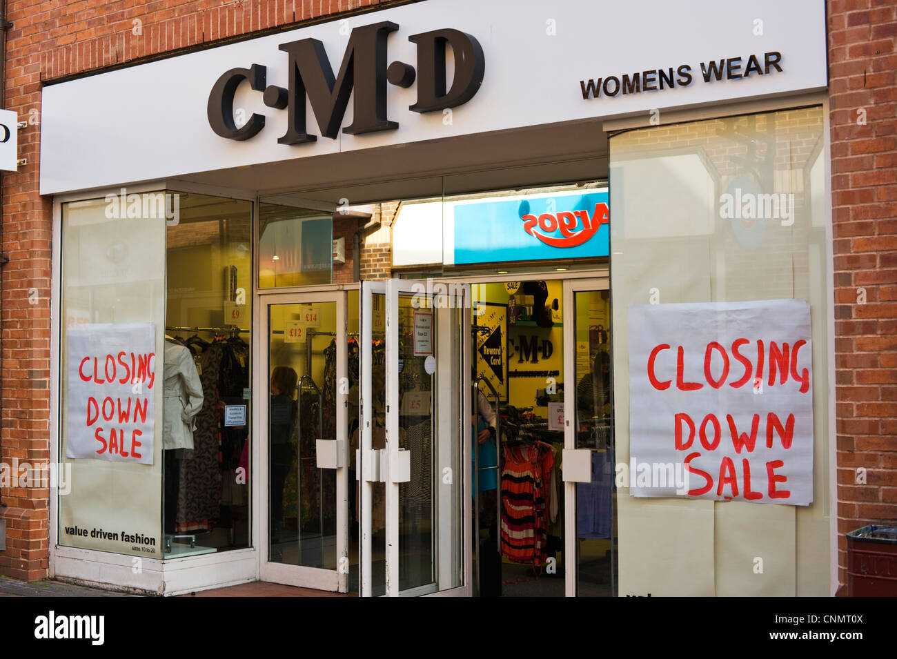 Closing down sale womens fashion shop in city centre of Hereford Herefordshire England UK Stock Photo