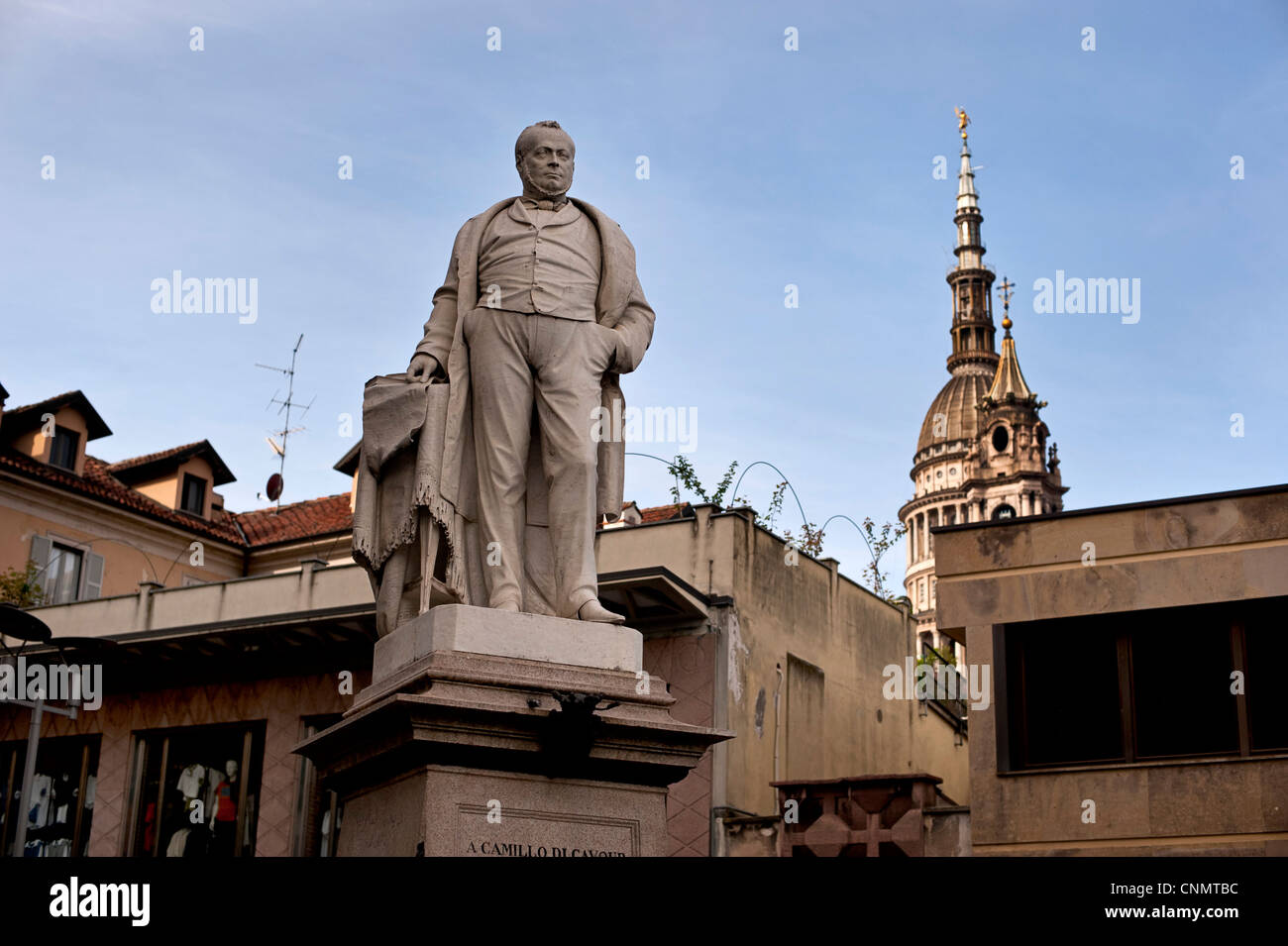 statue of camillo di cavour in novara, piedmont, italy Stock Photo