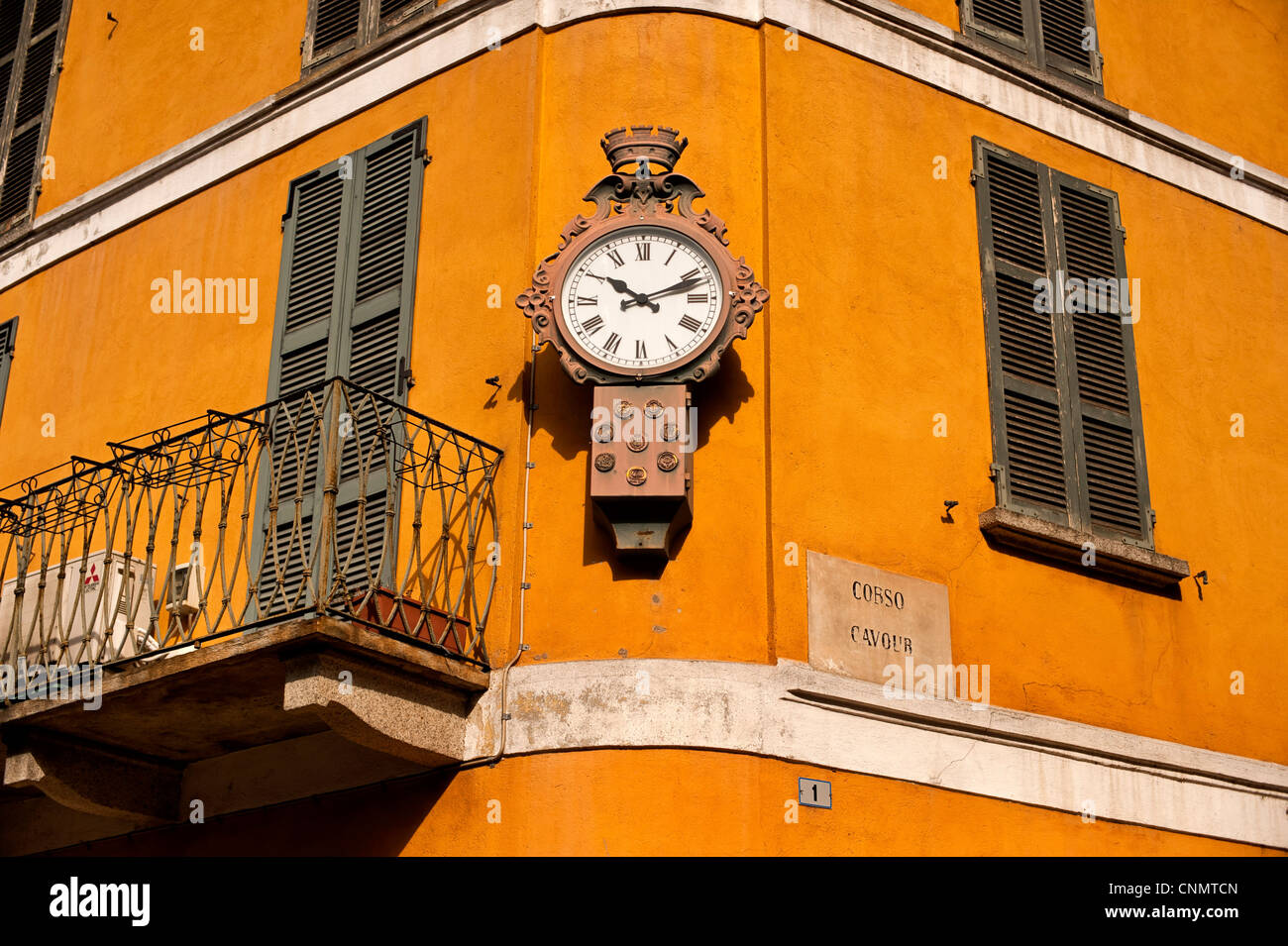 city clock in novara, piedmont, italy Stock Photo Alamy