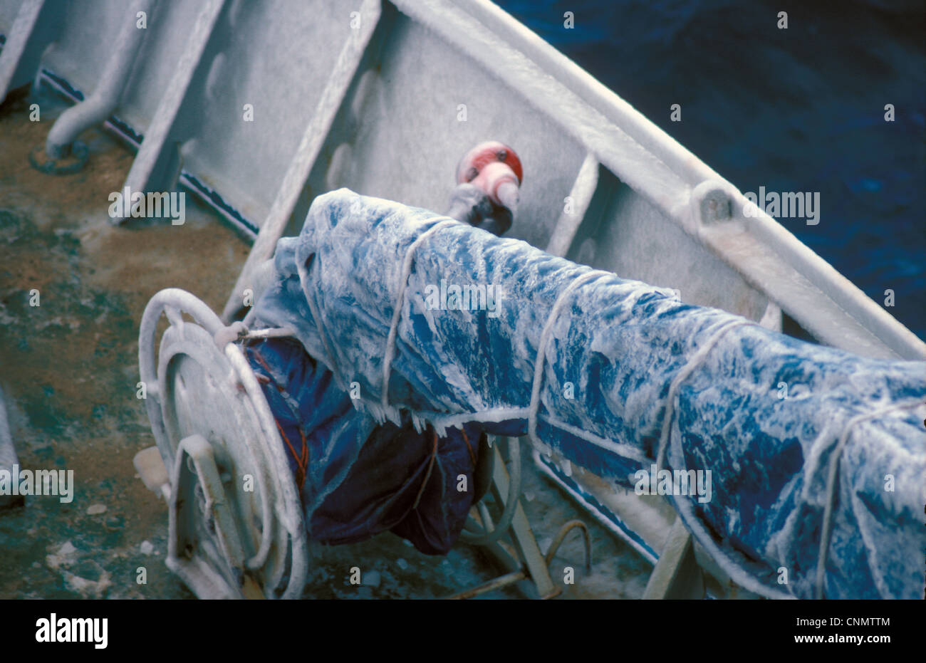 Ice Ice formation on the Lindblad Explorer - Antarctic Stock Photo