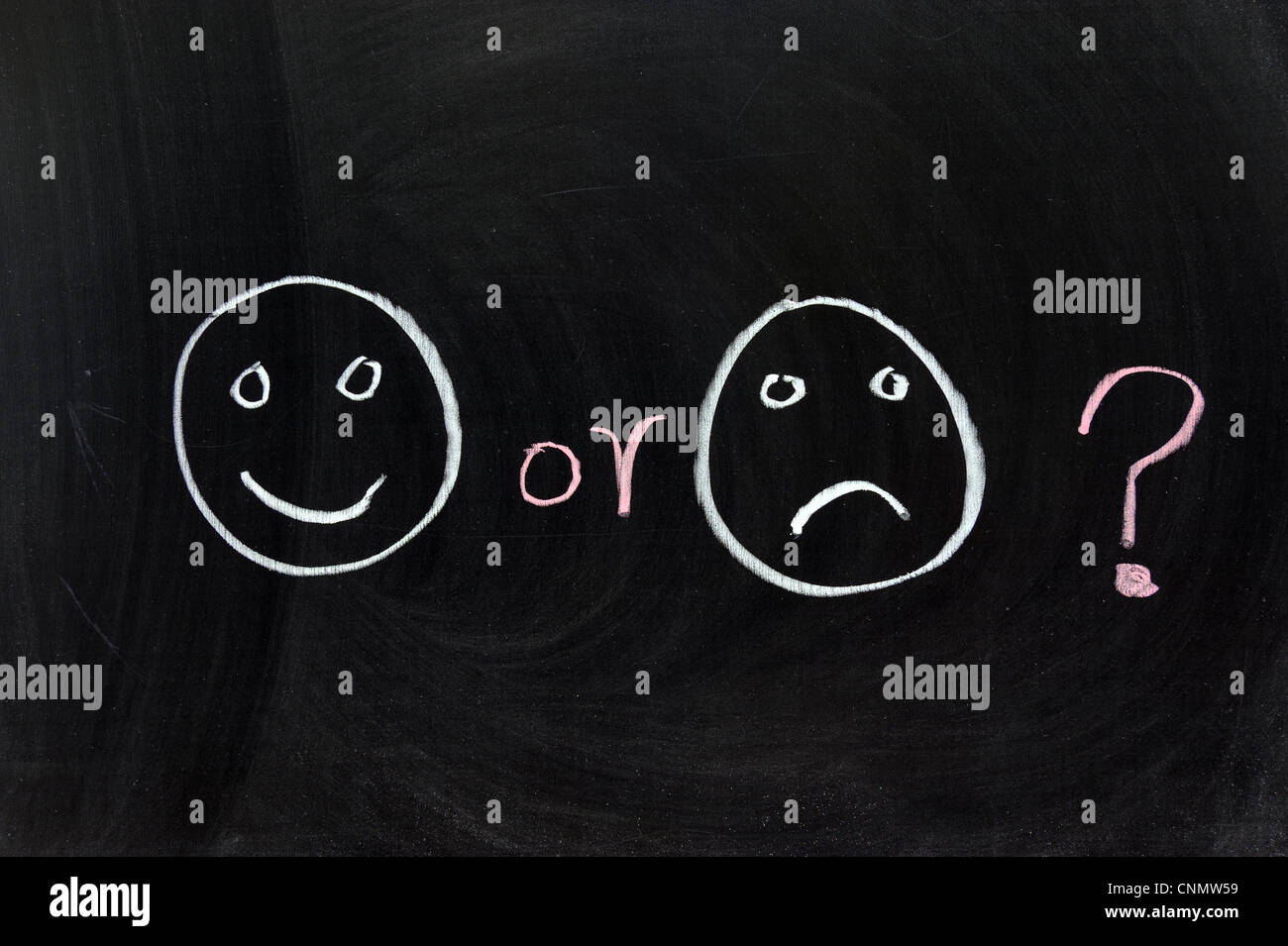Chalk drawing - Happy or sad ? Stock Photo