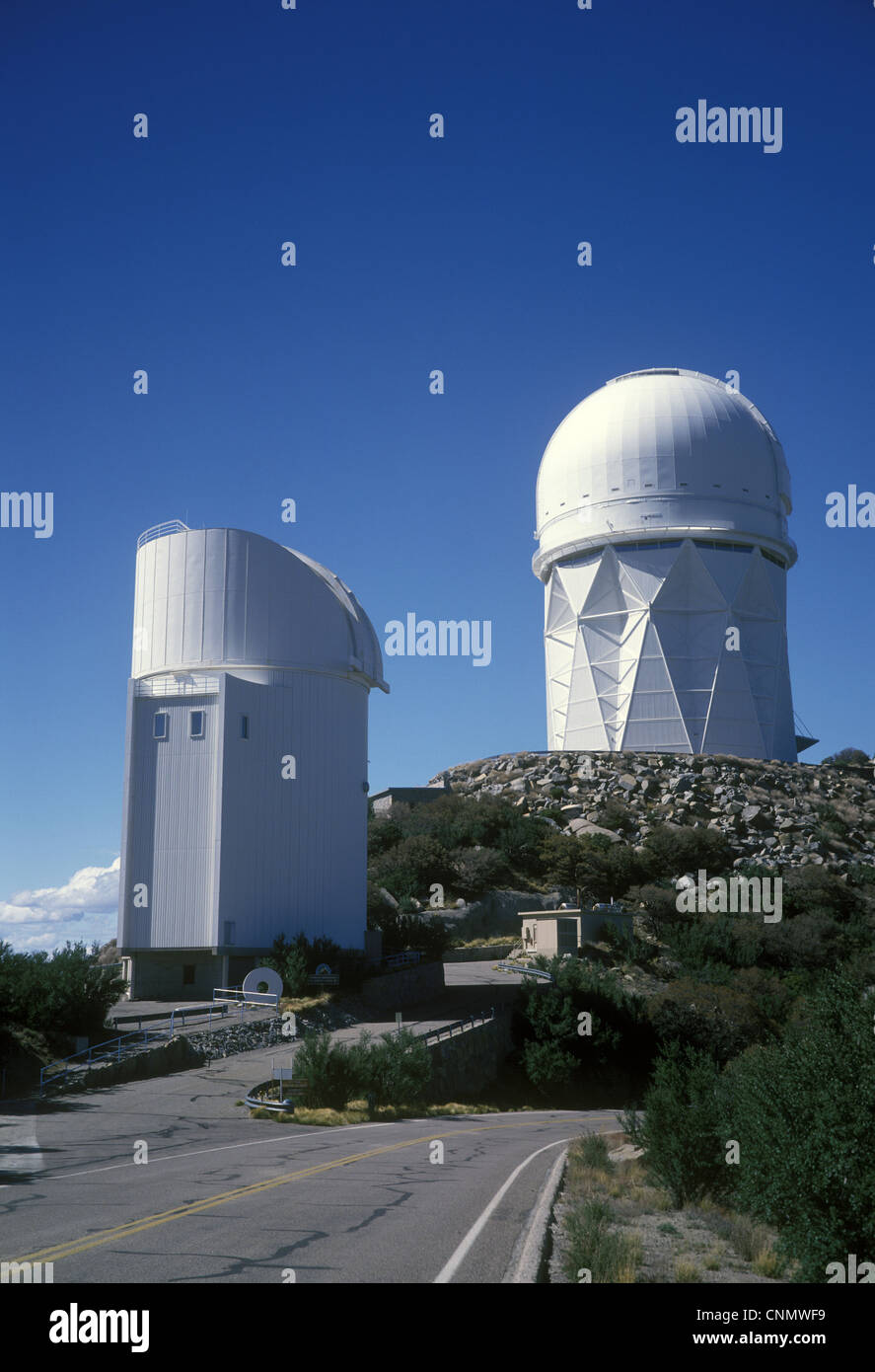 Astronomy Observatory. 2.3 & 4 (Mayall) Meter Telescopes at Kitt Peak, Arizona, USA Stock Photo