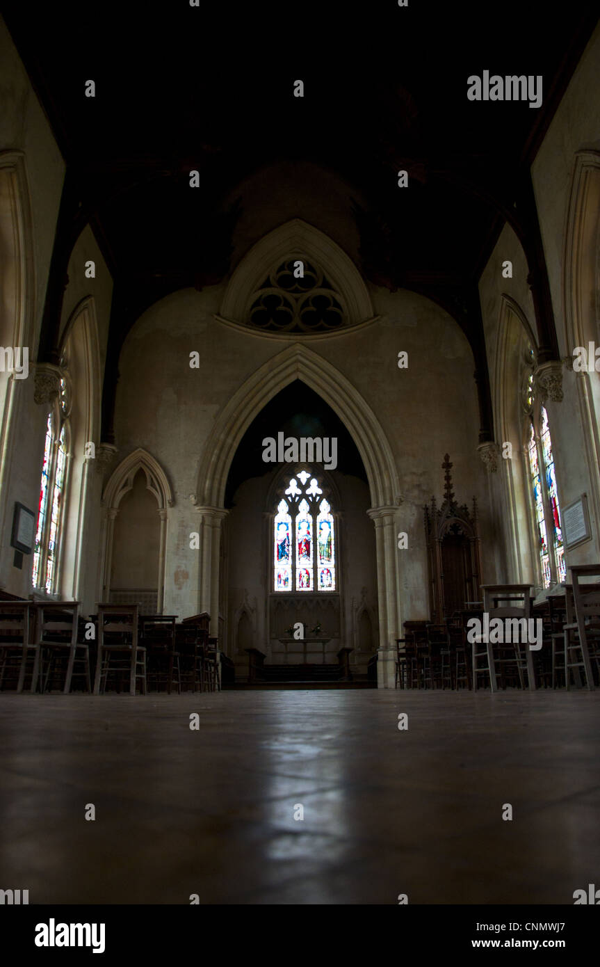 Interior empty country church Stock Photo - Alamy