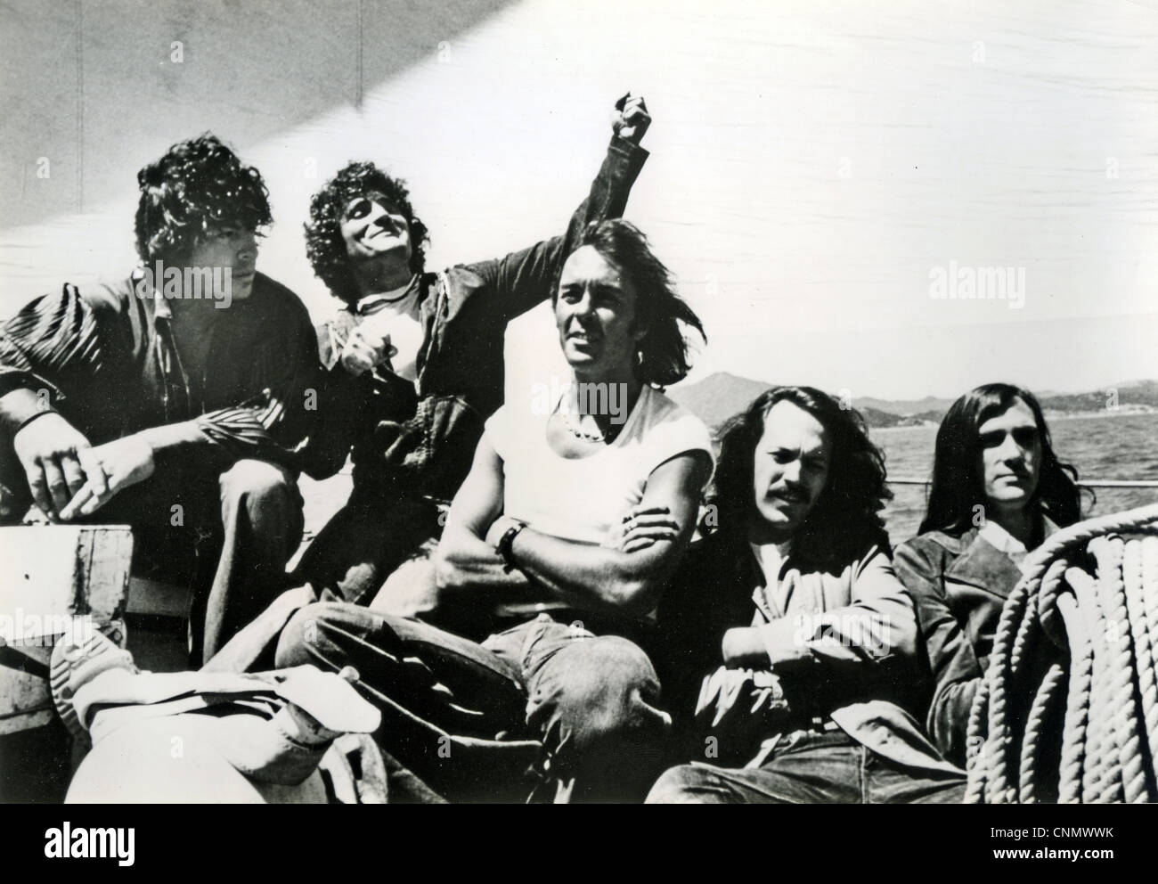 QUICKSILVER MESSENGER SERVICE Promotional photo of US rock group about 1971 with Dino Valenti at left Stock Photo