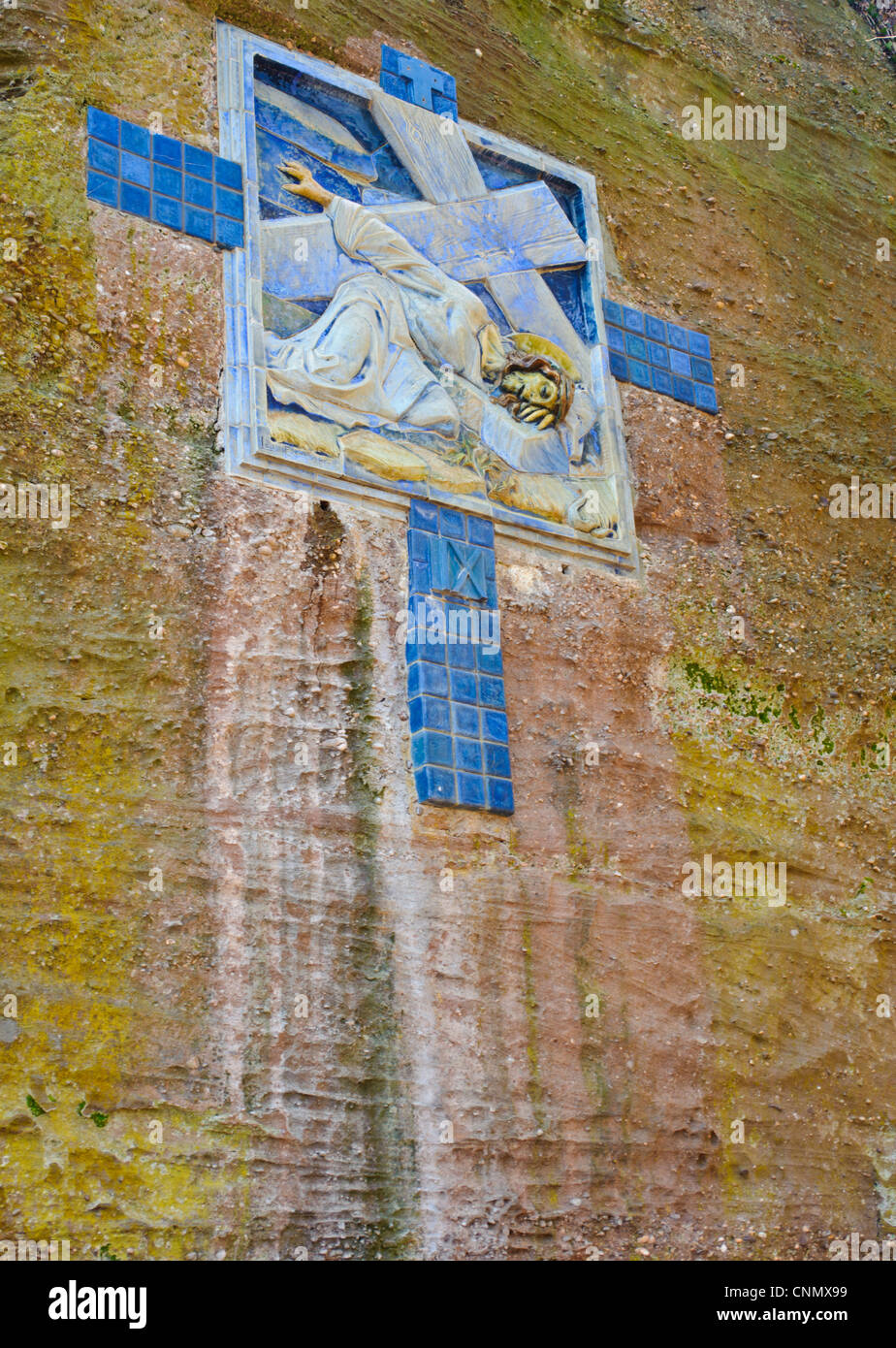 Mont Sainte-Odile Alsace monastery stations of the cross Stock Photo