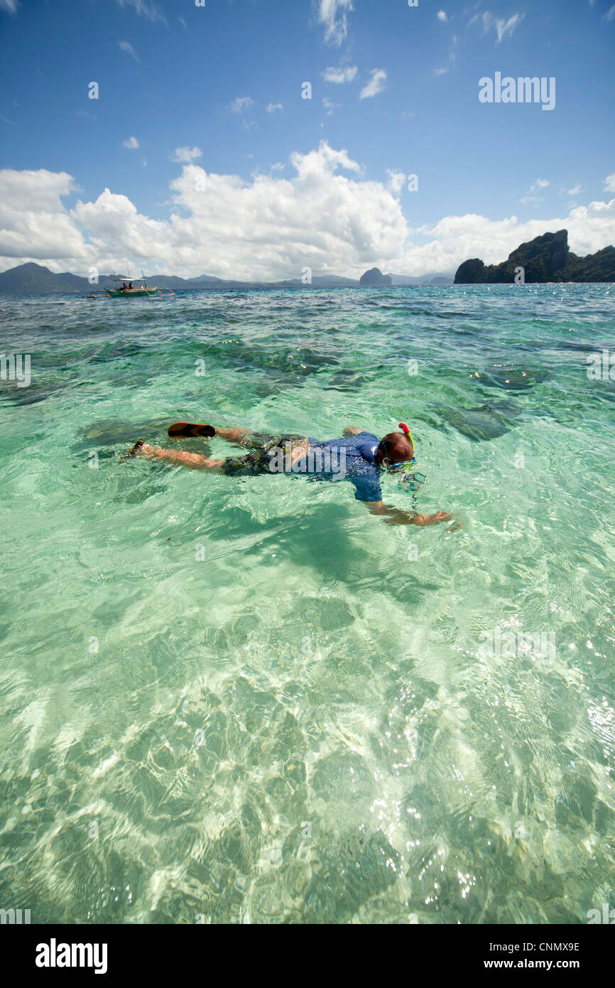 snorkeling at Simisu Island , El Nido, Palawan, Philippines, Asia Stock Photo