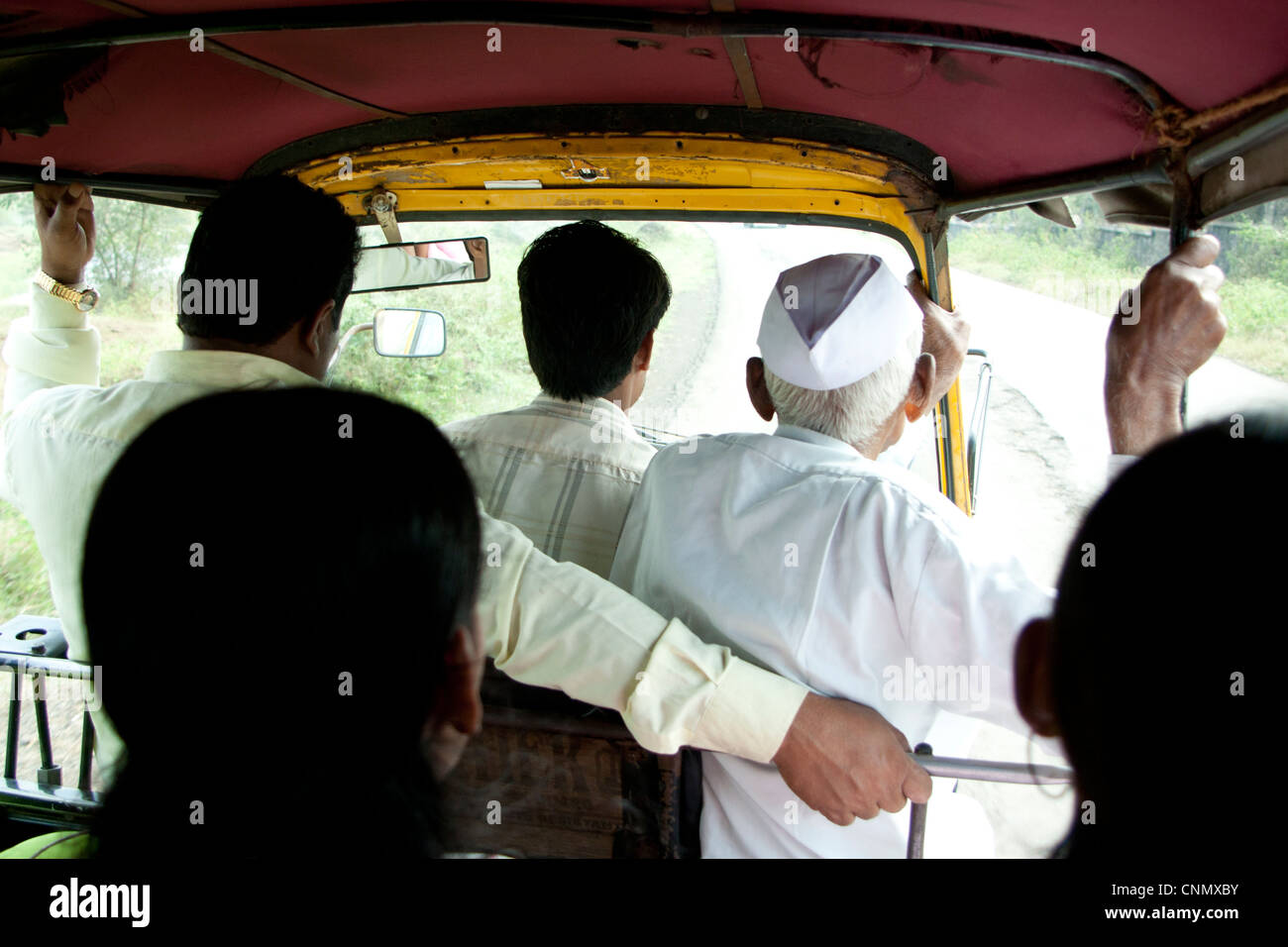 View from inside an Indian Tuk-Tuk Stock Photo