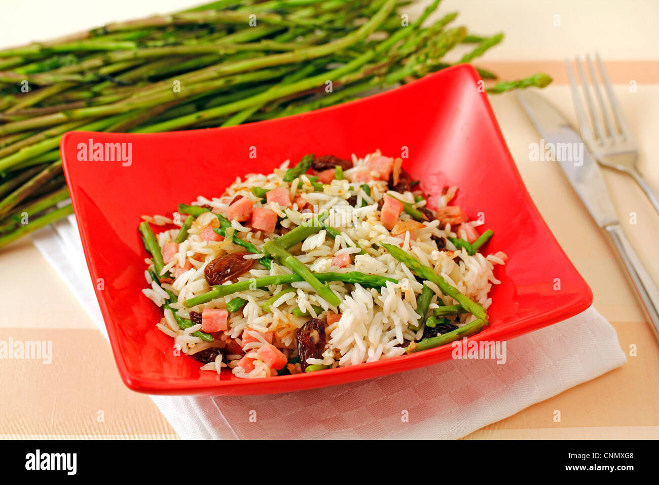 Rice with wild asparagus. Recipe available Stock Photo Alamy