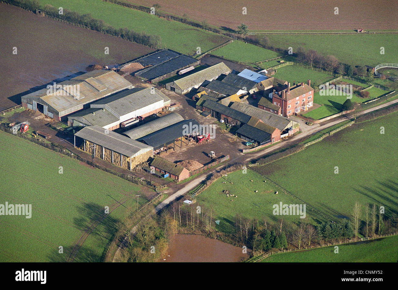 Aerial view of english farm Sutton Maddock House Sutton Maddock