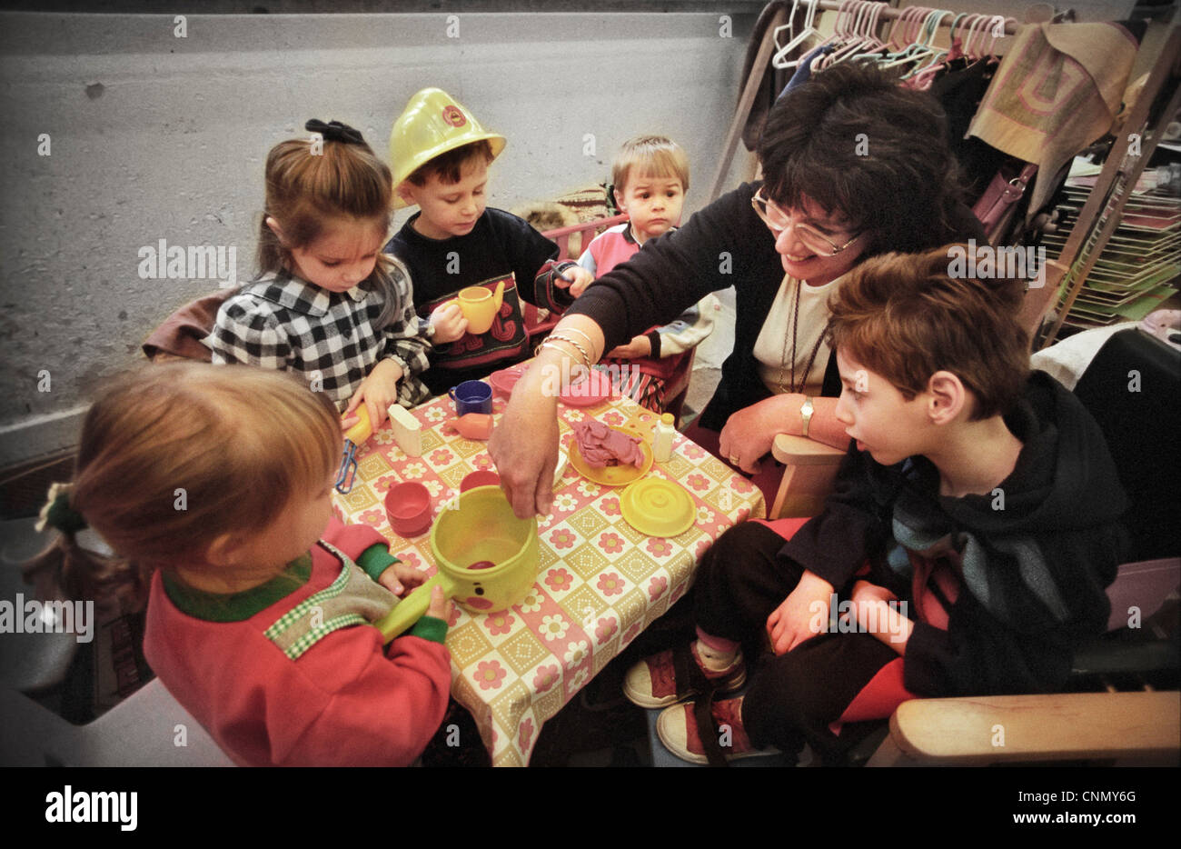 Pre-school children at a playgroup in Surrey, England. UK Stock Photo