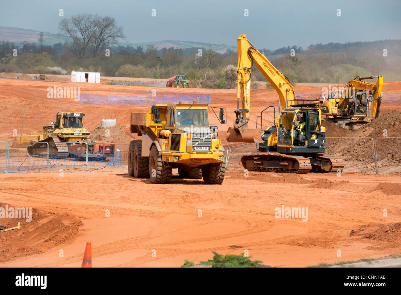 Groundwork development underway at the new Sainsburys distribution center to the East of Exeter part of East Devon Growth Point Stock Photo