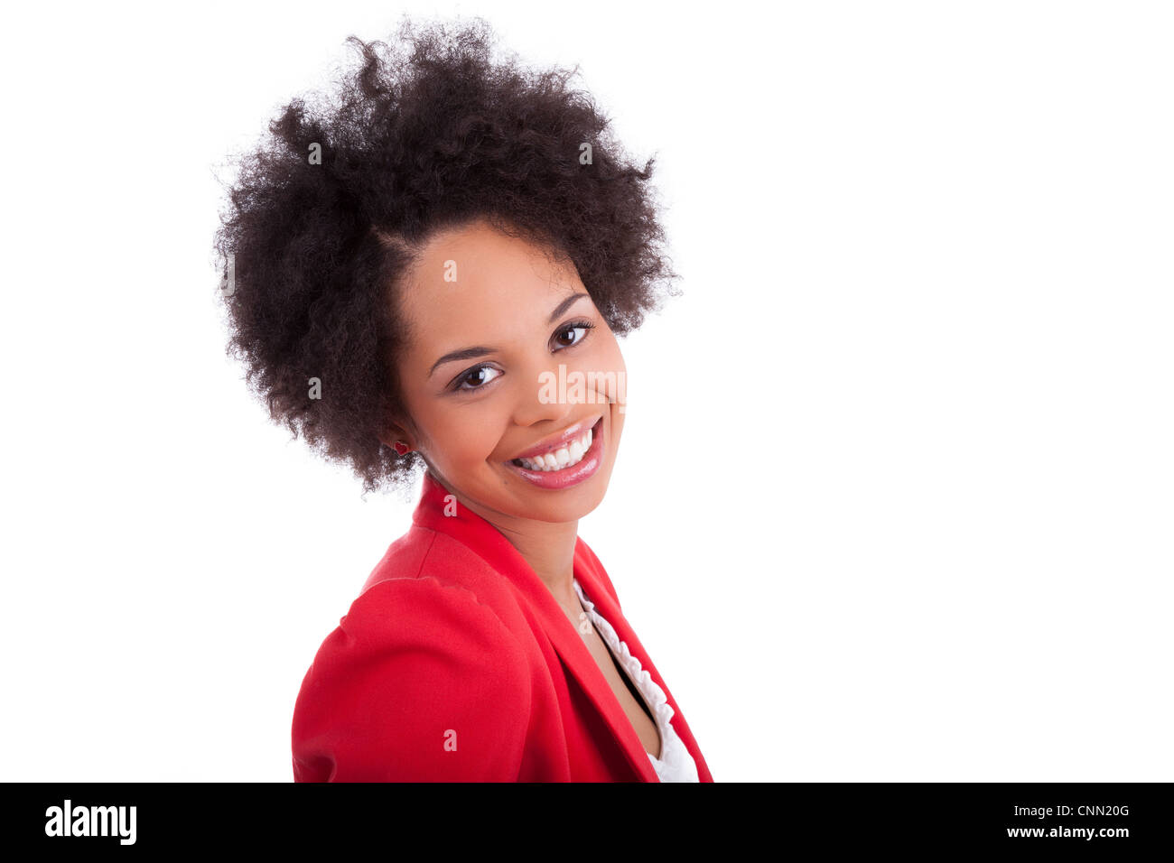 Closeup portrait of a beautiful african american woman, isolated on ...