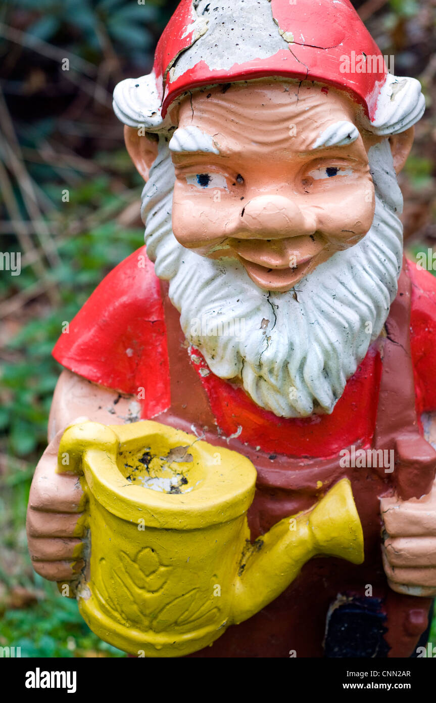 Close up of an old garden gnome Stock Photo Alamy