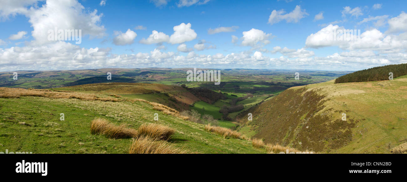 Wales scenic hills panorama, view from the Mynydd Epynt. Stock Photo