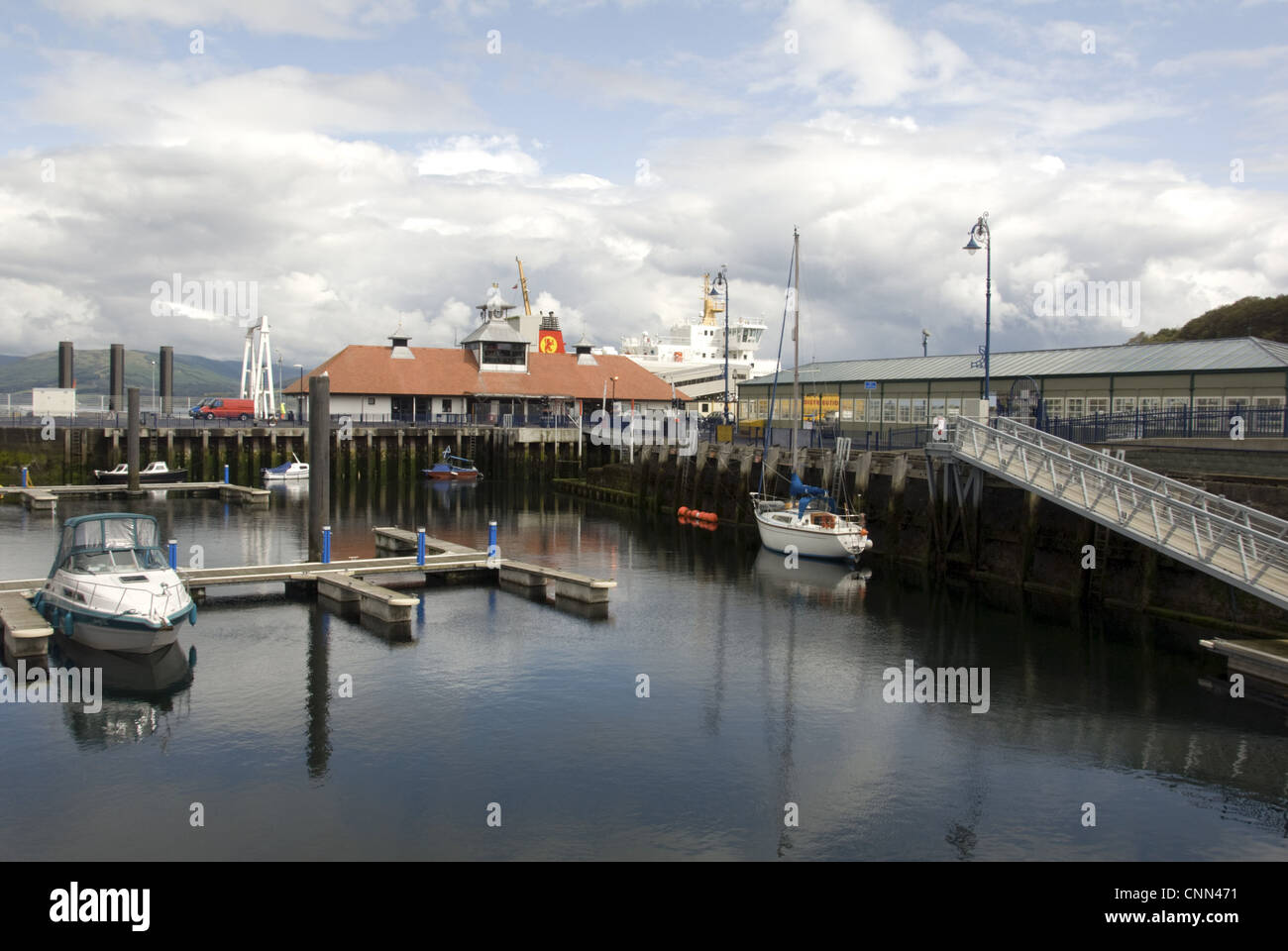 View of harbour in coastal town, Rothesay, Isle of Bute, Argyll and Bute, Scotland, july Stock Photo