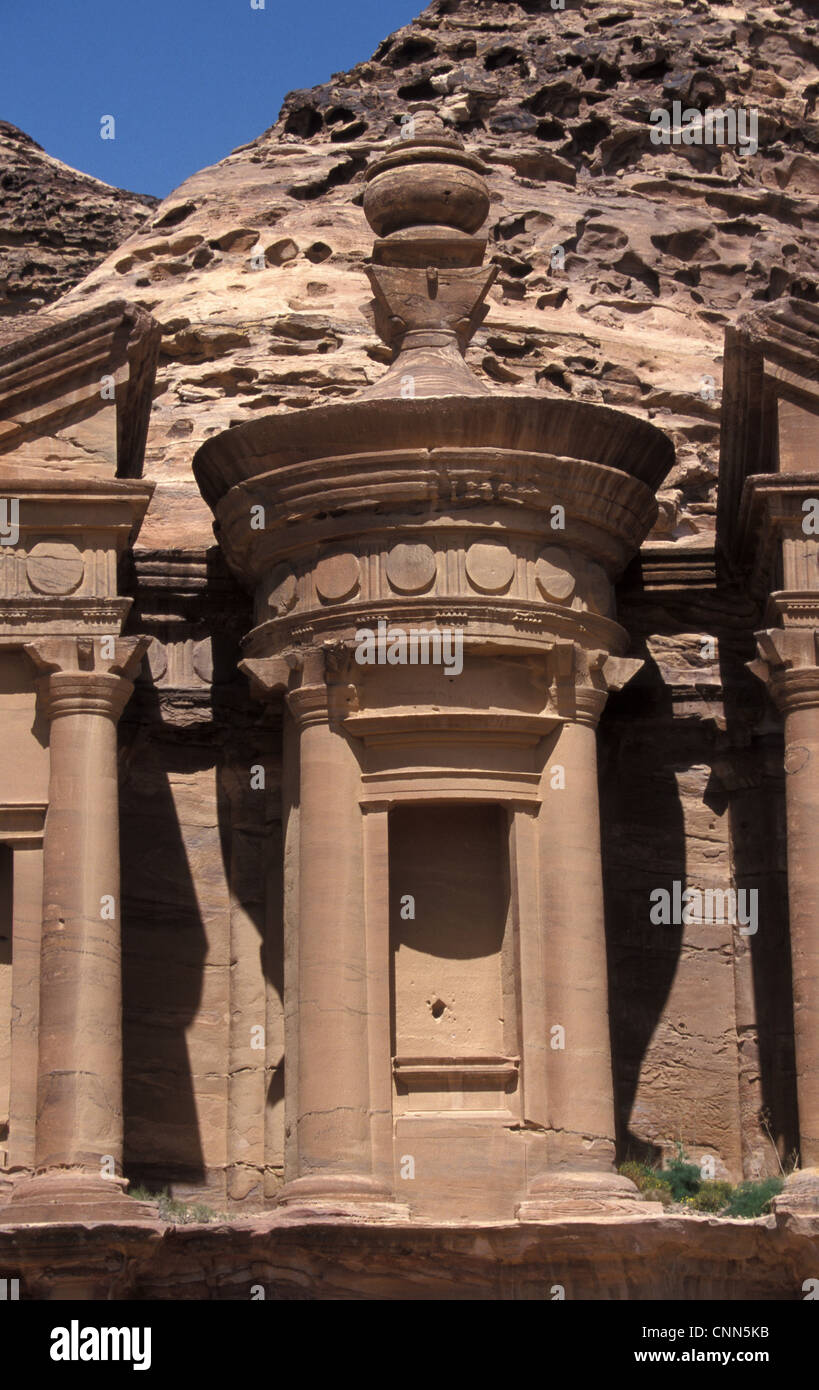 Middle East-Jordan Detailed features of the Nabataean Temple of al-Deir - Petra - Jordan Stock Photo