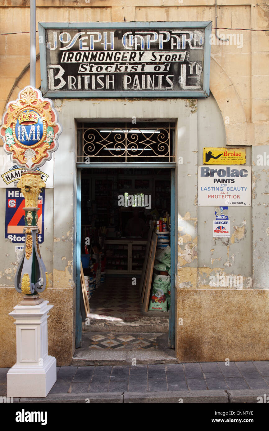 Old ironmongery store Joseph Clappard in Rabat, Malta, Europe Stock Photo