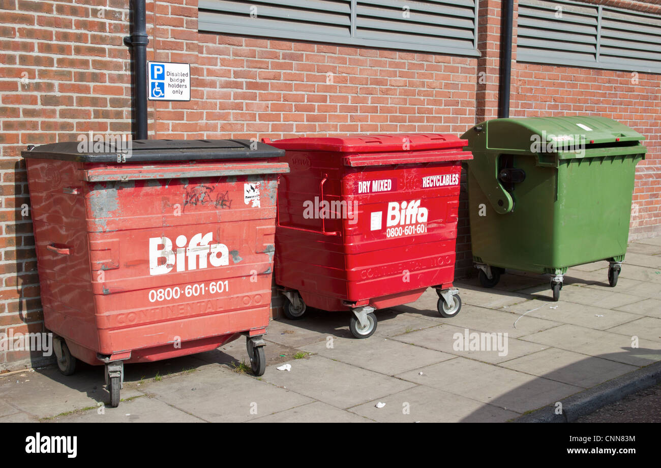 Large Recycle Bin Biffa Commercial Waste Recycling Stock Photo