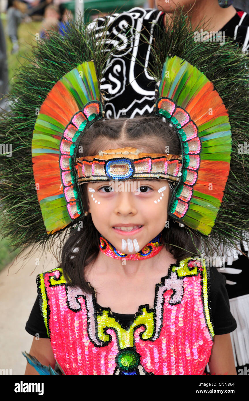 A traditional Aztec Fire Dancer from Mexico City (Tloke Nahuake) at the