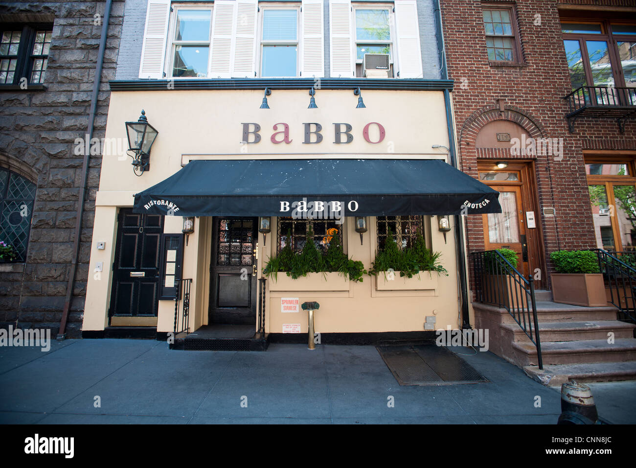 Babbo restaurant, owned by chef Mario Batali, in the Greenwich Village neighborhood of New York Stock Photo
