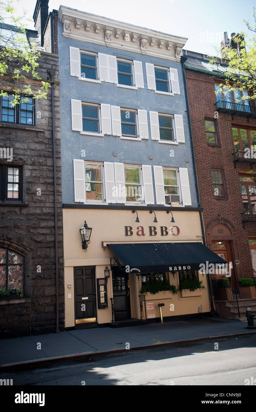 Babbo restaurant, owned by chef Mario Batali, in the Greenwich Village neighborhood of New York Stock Photo