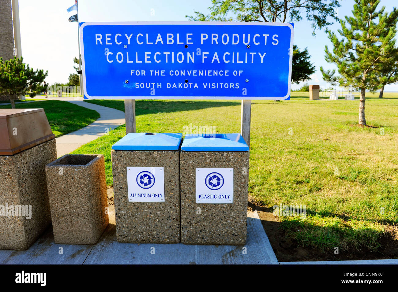 Recyclable bin collection center for aluminum and plastic Stock Photo