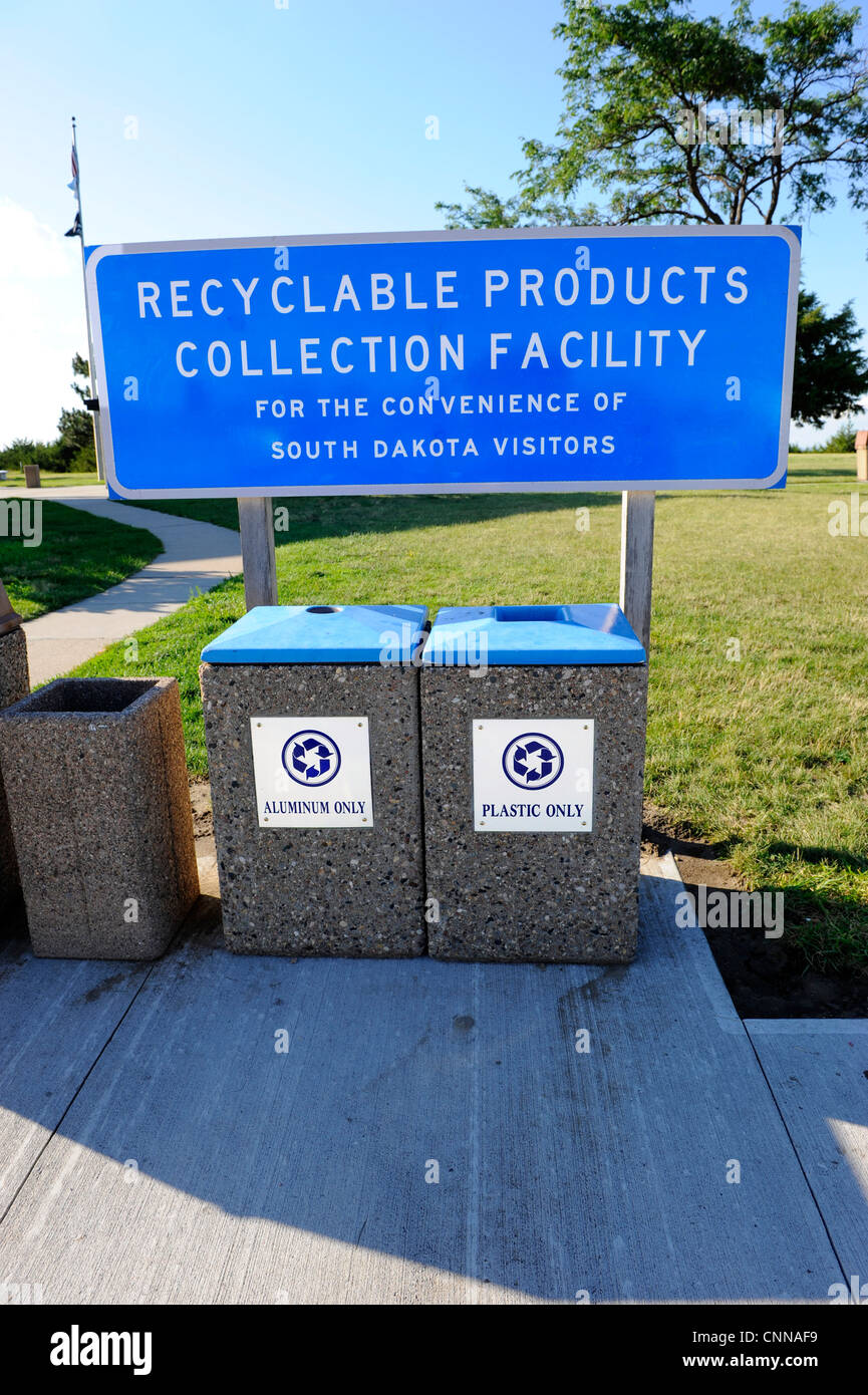 Recyclable bin collection center for aluminum and plastic Stock Photo