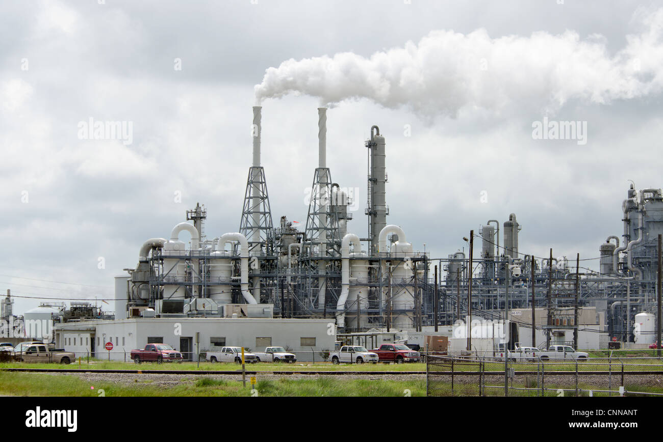 A refinery in the Gulf of Mexico, Louisiana, along the coastline. USA. Stock Photo