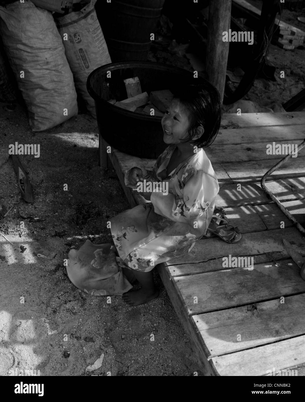 young thai girl, fishing community, koh samui,thailand Stock Photo