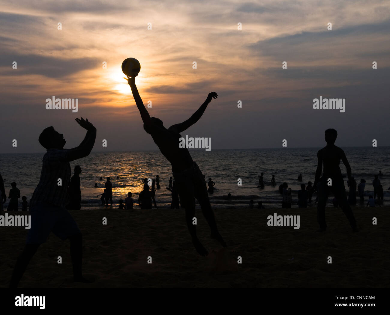 Beach volleyball during sunset in Sri Lanka Stock Photo Alamy