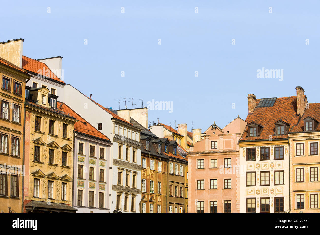 Picture of Old Town apartment houses historic architecture in the city of Warsaw ...