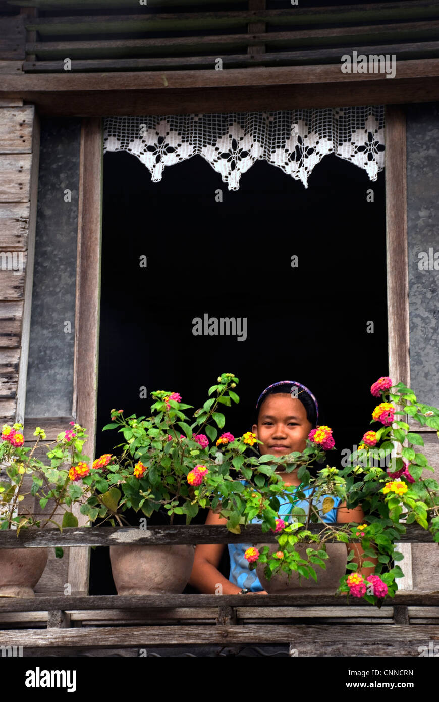 philippines, siquijor island, larena town, house window Stock Photo