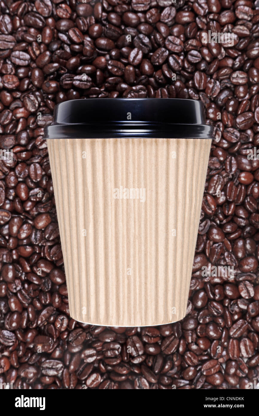 Photo of a disposable paper coffee cup with a mixture of arabica and ...