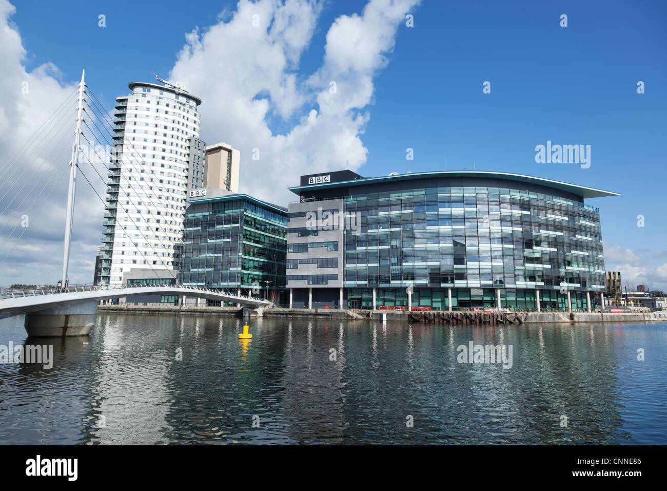 Media City, home to the BBC, at Salford Quays on the Manchester Ship Canal Stock Photo