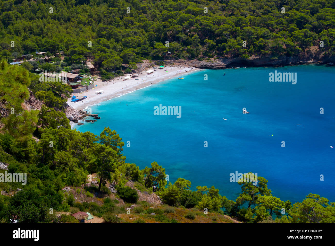 Forest and coastal landscape. Kabak Valley. Lycian Way. Mugla province, Aegean coast, Turkey. Stock Photo