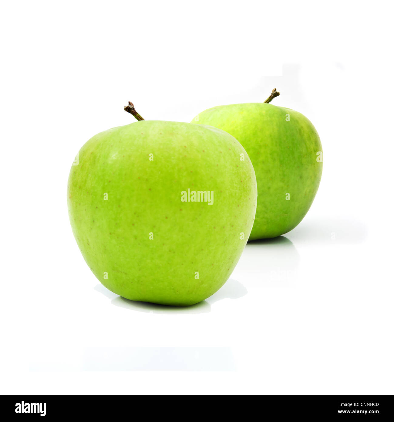 Soft Apple Green Healthy organic green apples against the white background with soft ...