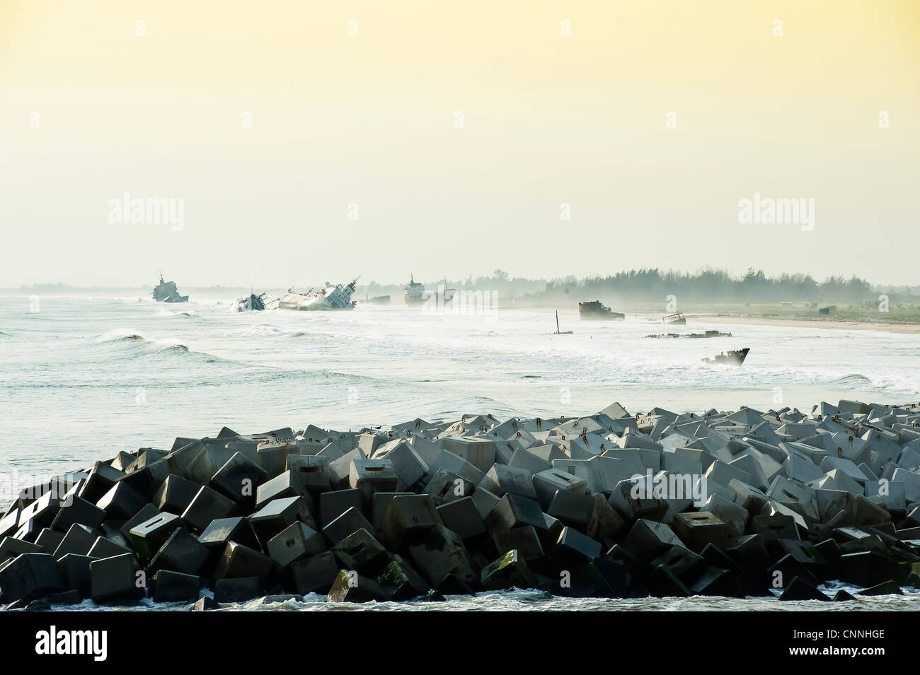 ship wrecks of the coast of Nigeria Stock Photo