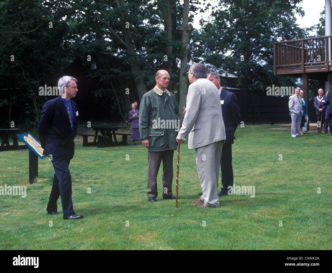 The opening Redgrave Lopham Fen by Prince Philip 3rd June 1998 Also picture are Julian Roughton left Derek Moore Middle David Stock Photo