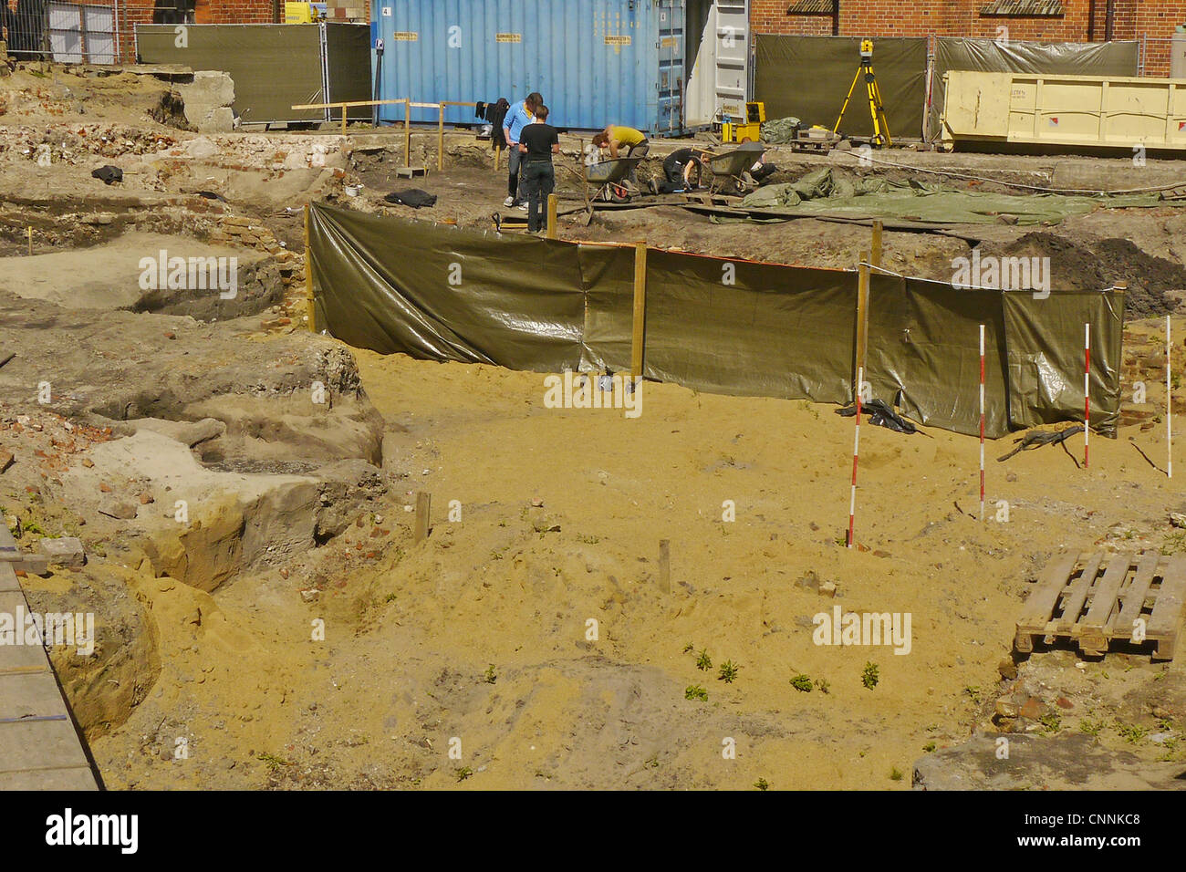Archaeological dig site in historic town, Ribe, Jutland, Denmark, may Stock Photo