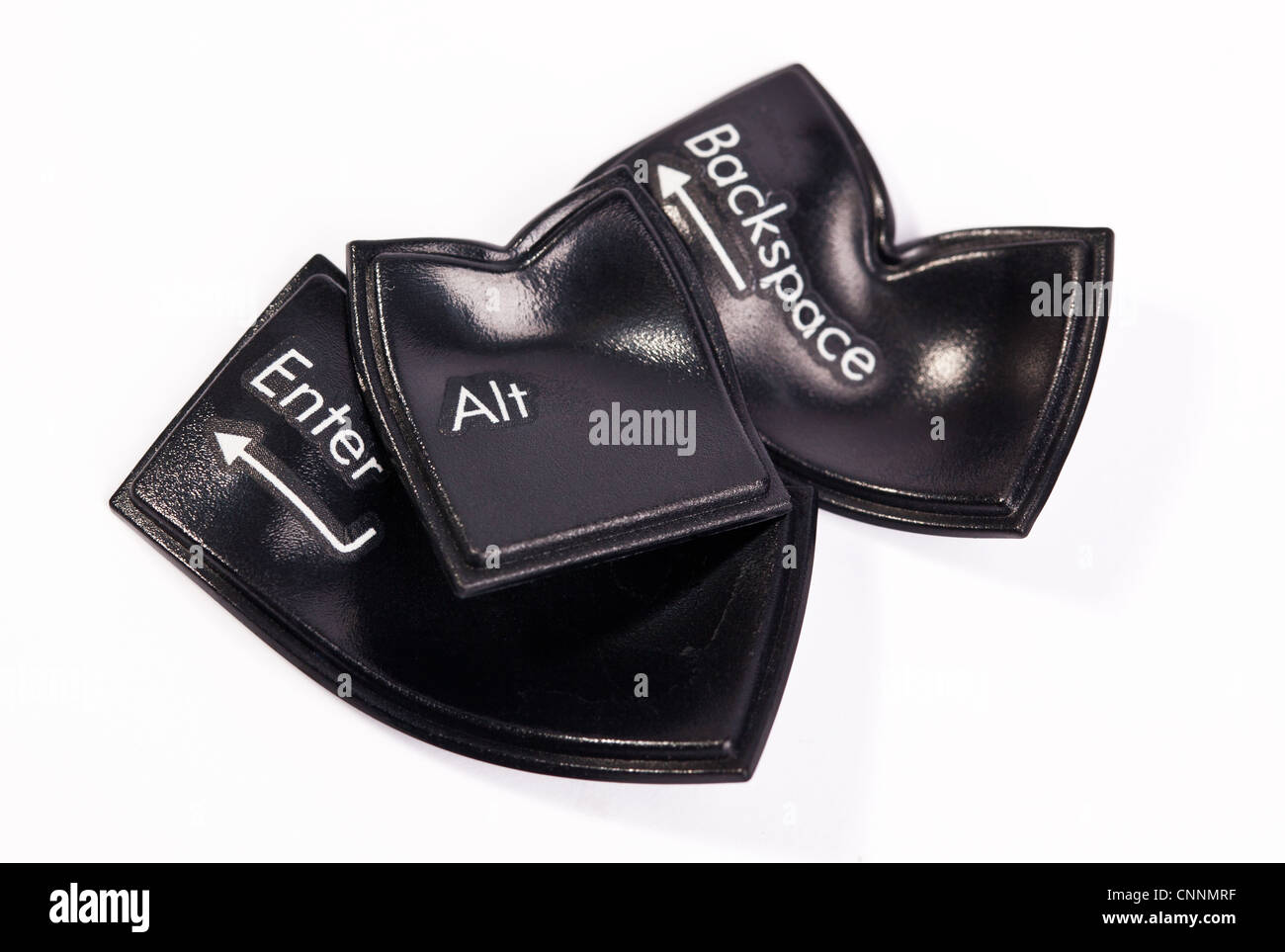 Black laptop keys enter alt backspace distorted Stock Photo
