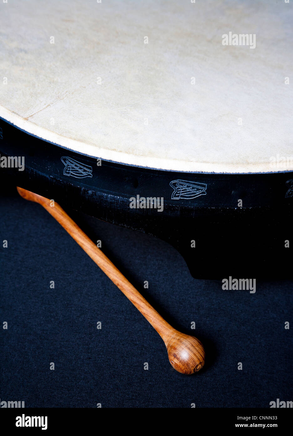 Bodhrán, Irish drum made of goats skin and wood frame Stock Photo Alamy