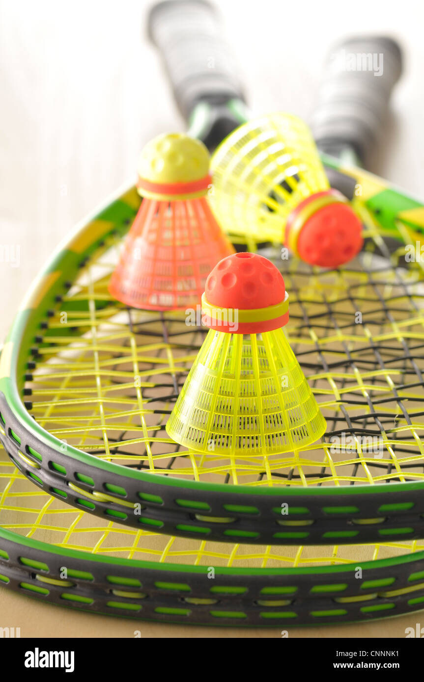 Badminton Rackets and Birdies Stock Photo Alamy