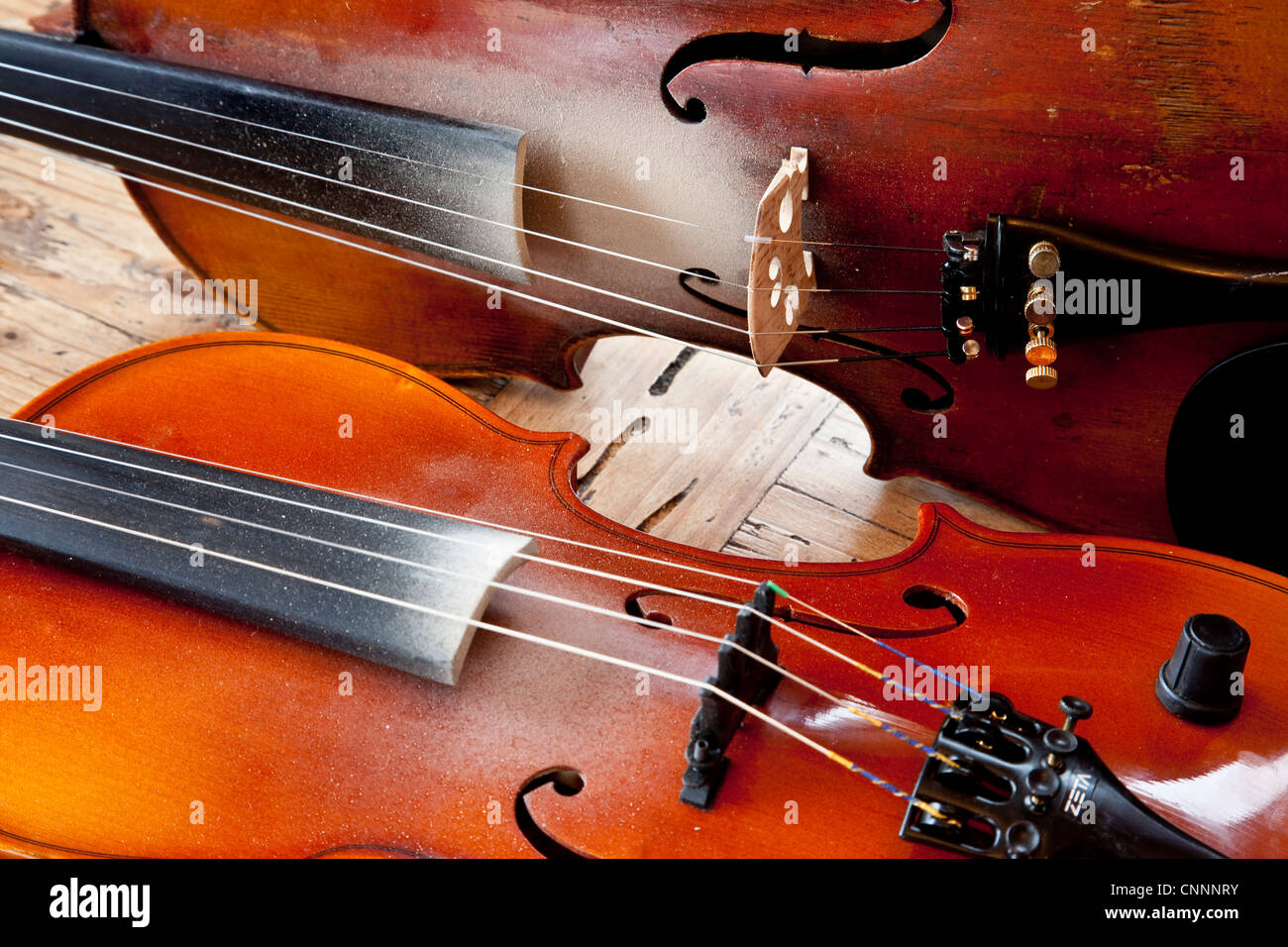 Electric and Acoustic Violin Stock Photo