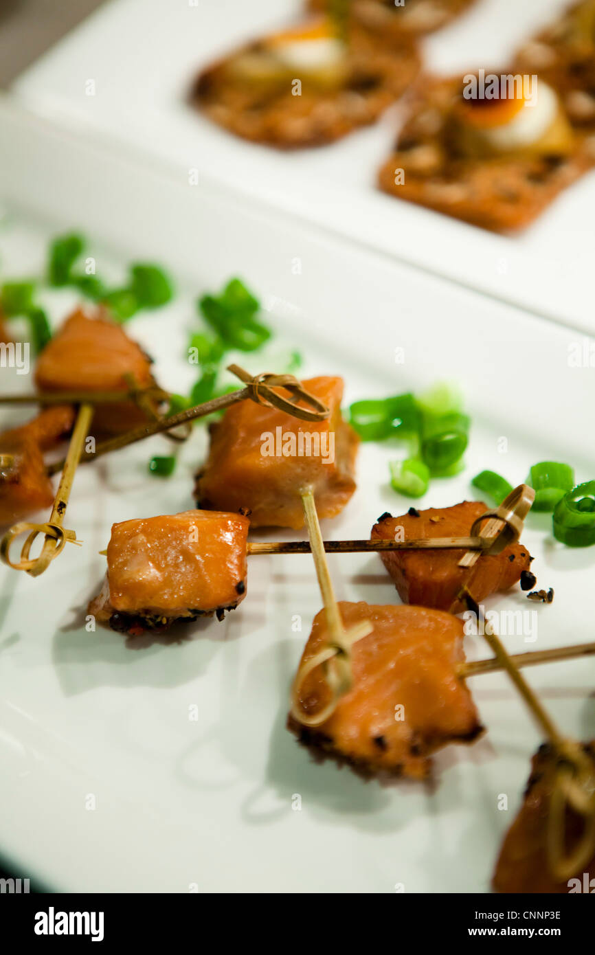 Grilled Salmon Appetizers Stock Photo Alamy